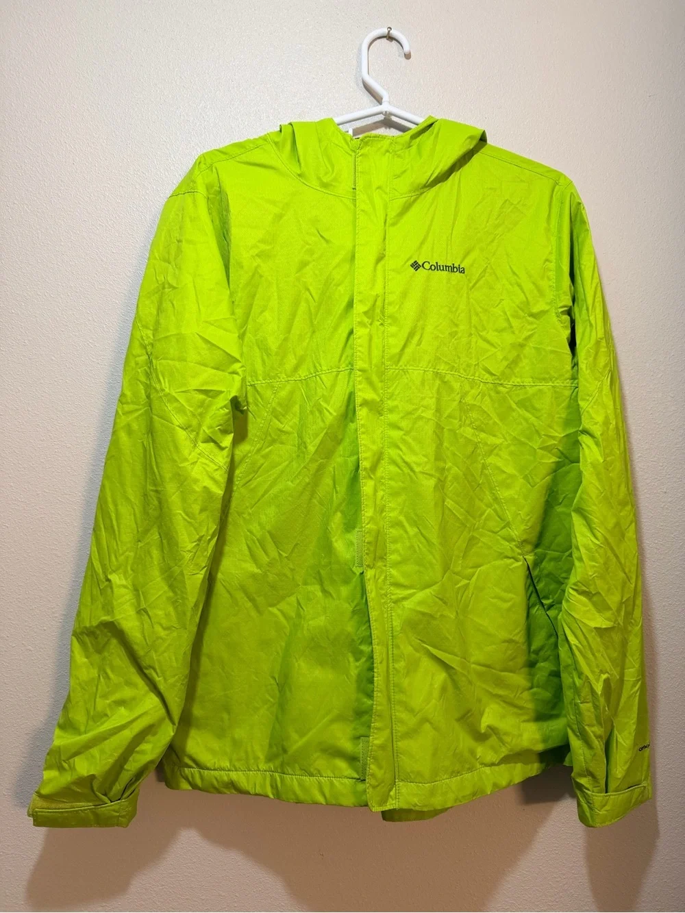 Columbia Bright Green Packable Windbreaker Jacket